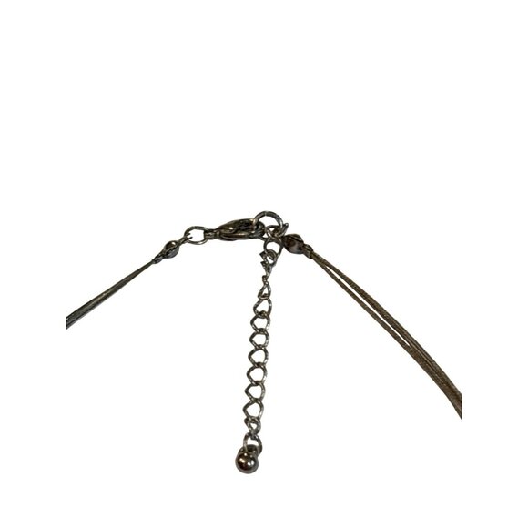 Green Cat's Eye Beaded Multi-Strand Necklace 15 - 17 inches Long - Picture 6 of 8